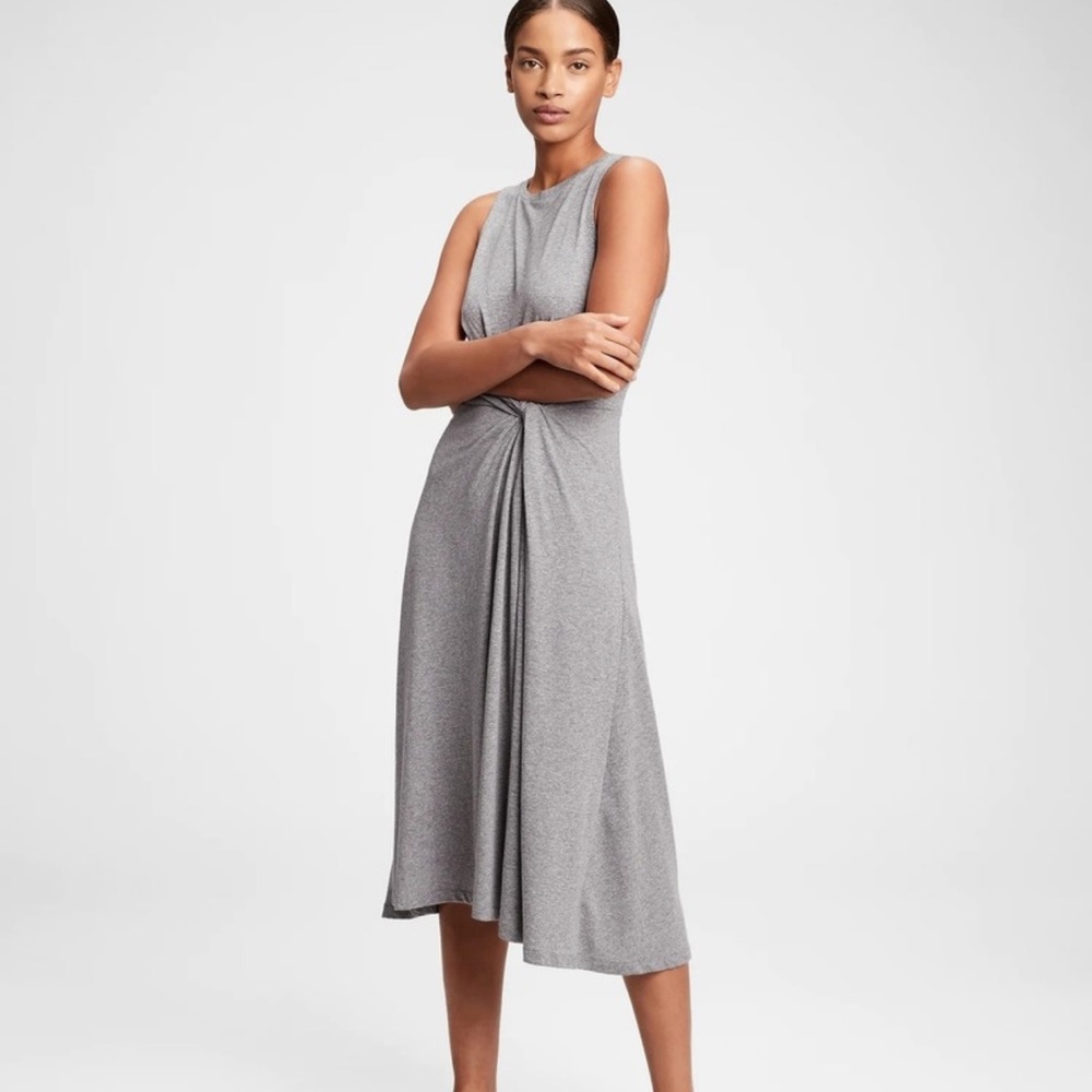 Gap sleeveless knot twist dress gray Medium